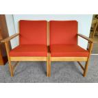 Danish Oak Sofa upholstered orange wool